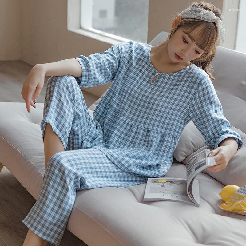 Women's Sleepwear 2PCS Shirt&Pants Lounge Wear Casual Plaid Cotton Pajamas Sets For Women Soft 2023 Nightwear Pijamas Homewear, Black
Women's Sleepwear 2PCS Shirt&Pants Lounge Wear Casual Plaid Cotton Pajamas Sets For Women Soft 2023 Nightwear Pijamas Homewear, Black