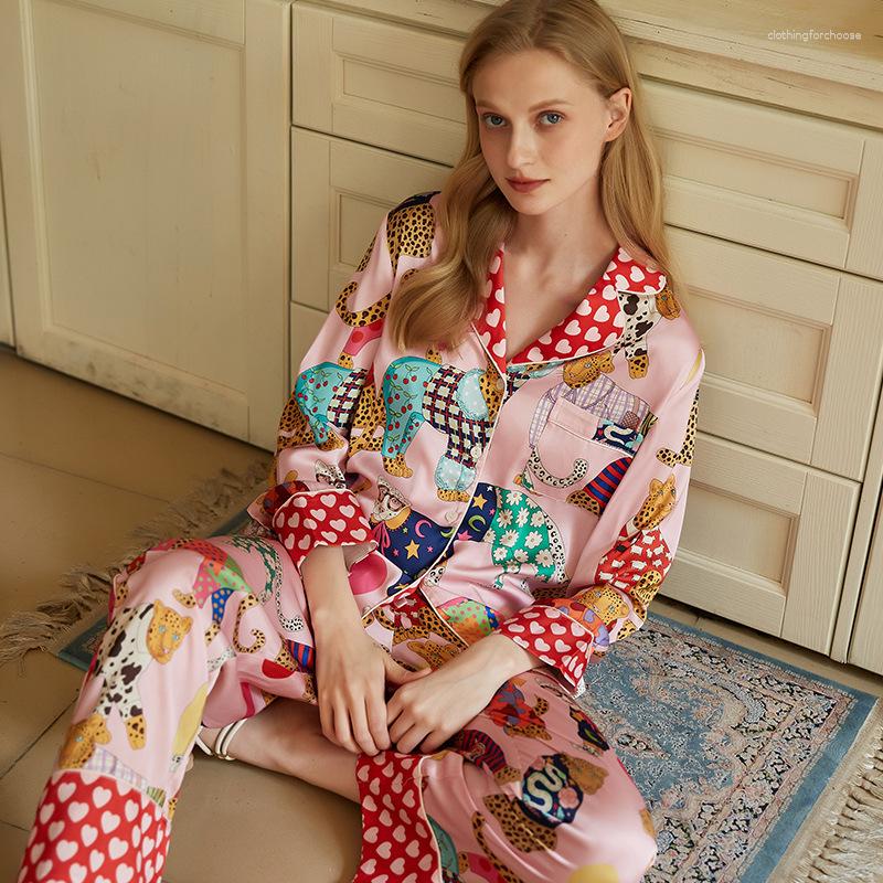 Women' Sleepwear Women' Spring Summer Thin Printed Silk Like Pajamas Sweet Cute Long Sleeve Fashion Cartoon Leopard Casual Homewear, Pink
Women' Sleepwear Women' Spring Summer Thin Printed Silk Like Pajamas Sweet Cute Long Sleeve Fashion Cartoon Leopard Casual Homewear, Pink
