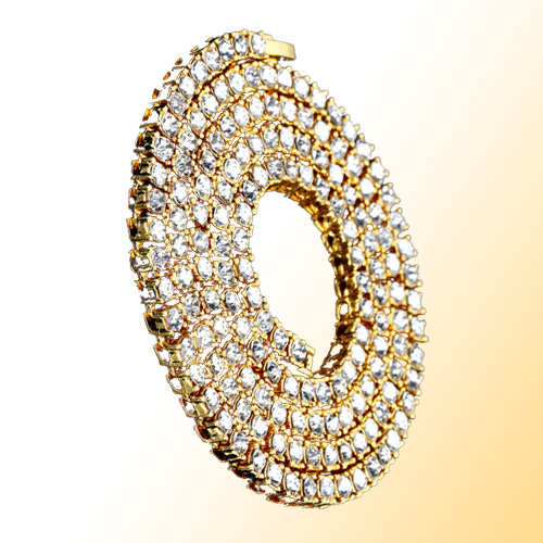 Hip Hop Gold Color 1 Row 5mm Round Cut Tennis Necklace Cuban Chain 20inch30inch Mens Punk Iced Out Rhinestone Male Jewelry