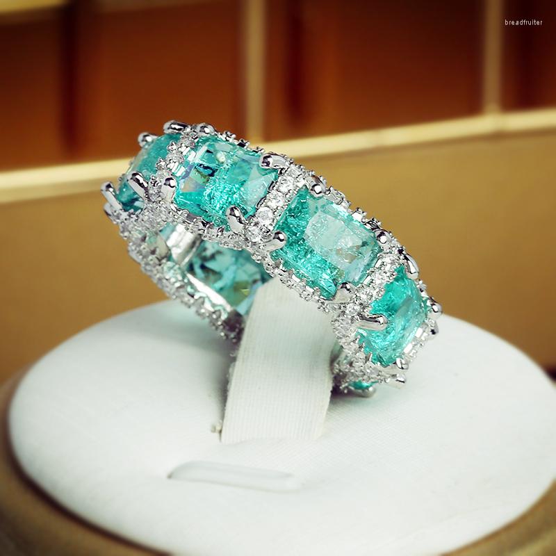 Cluster Rings Luxurious Paraiba Sapphire Princess Cut Full Diamond Couple Ring For Women Geometric Zirconia Engagement Bridal Gift Jewelry
Cluster Rings Luxurious Paraiba Sapphire Princess Cut Full Diamond Couple Ring For Women Geometric Zirconia Engagement Bridal Gift Jewelry