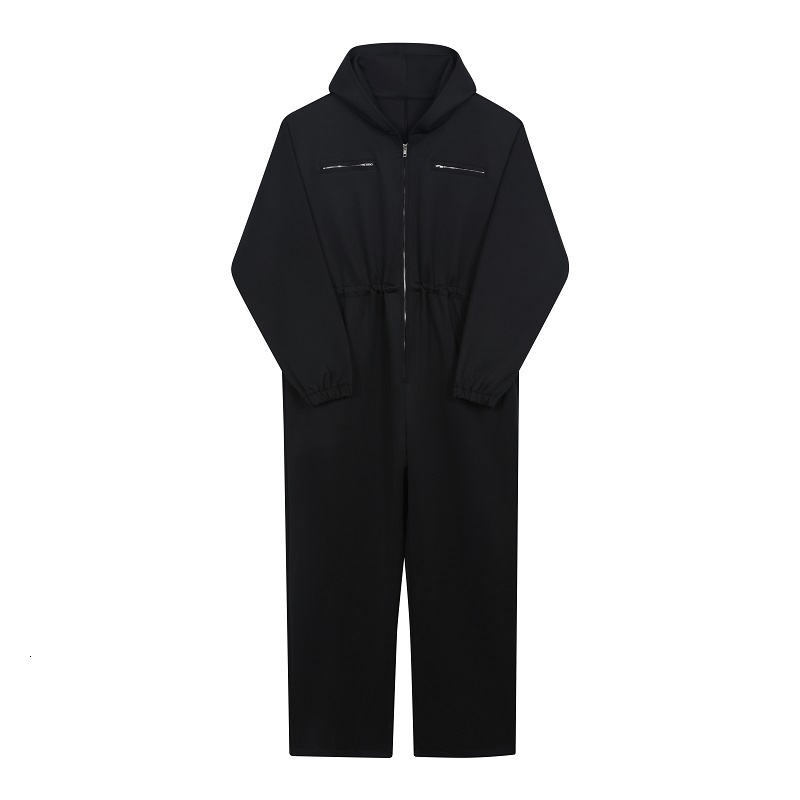 Men's Jeans SYUHGFA 2023 Autumn Men Clothing Zipper Hooded Jumpsuit Black Overalls Loose Cargo Pants Vintage Fashion Casual 230628