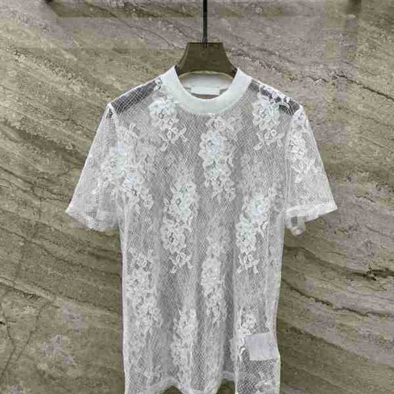 Women' T-Shirt Designer 23 Spring/Summer New Lace Hollow Short Sleeve T-shirt JX6W, White5 
Women' T-Shirt Designer 23 Spring/Summer New Lace Hollow Short Sleeve T-shirt JX6W, White5