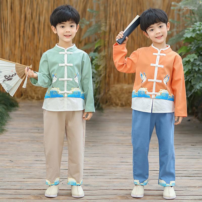 Clothing Sets Boys Chinese National Style Spring T-Shirt Pants 2PCS Children Traditional Boy Tang Dynasty Hanfu Retro Cute Clothes, Orange
Clothing Sets Boys Chinese National Style Spring T-Shirt Pants 2PCS Children Traditional Boy Tang Dynasty Hanfu Retro Cute Clothes, Orange