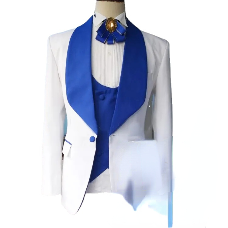High Quality White Wedding Tuxedos Blue Shawl Lapel One Button Groom Wear Custom Made Men Suits
High Quality White Wedding Tuxedos Blue Shawl Lapel One Button Groom Wear Custom Made Men Suits