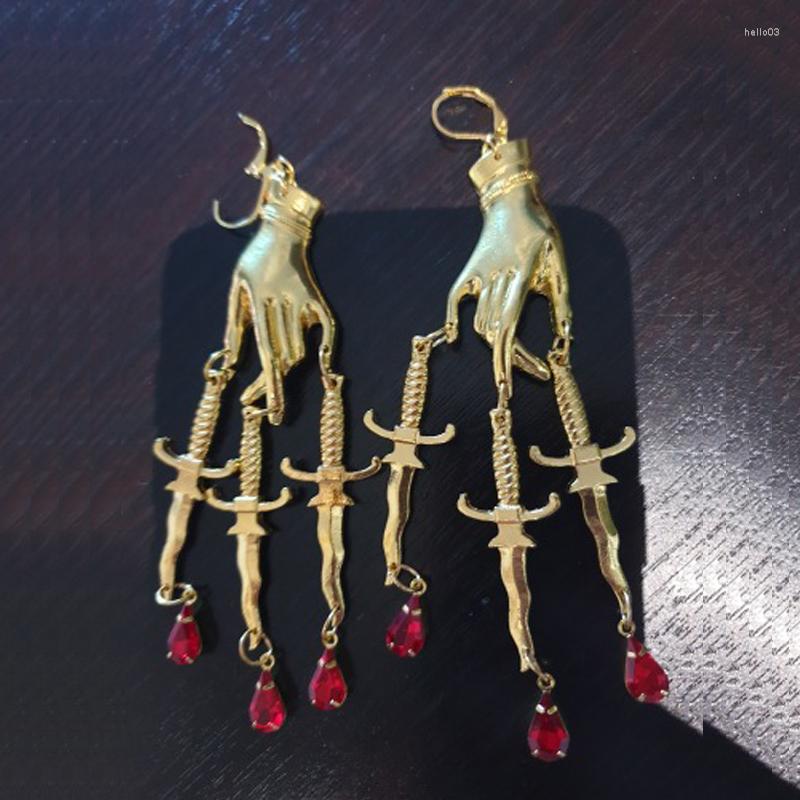 Dangle Earrings Hand Holding Cross Tassel For Women Vintage Asymmetric Red Stone Gold Color Ear Rings Retro Punk Jewelry VGE194
Dangle Earrings Hand Holding Cross Tassel For Women Vintage Asymmetric Red Stone Gold Color Ear Rings Retro Punk Jewelry VGE194