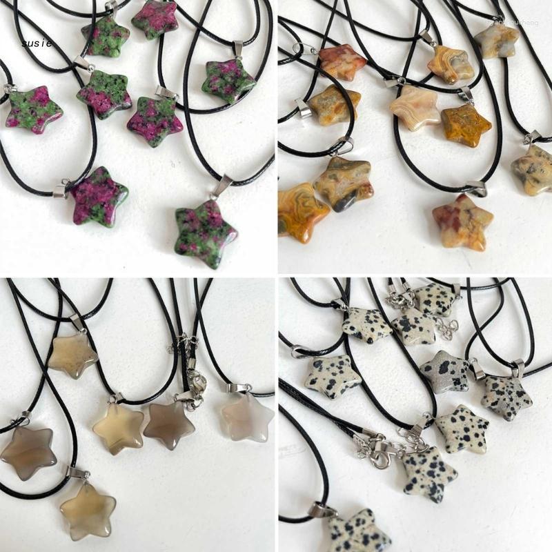 Pendant Necklaces X7YA Star Natural Stone Necklace Female Temperament Leather Rope Collarbone Chain
Pendant Necklaces X7YA Star Natural Stone Necklace Female Temperament Leather Rope Collarbone Chain