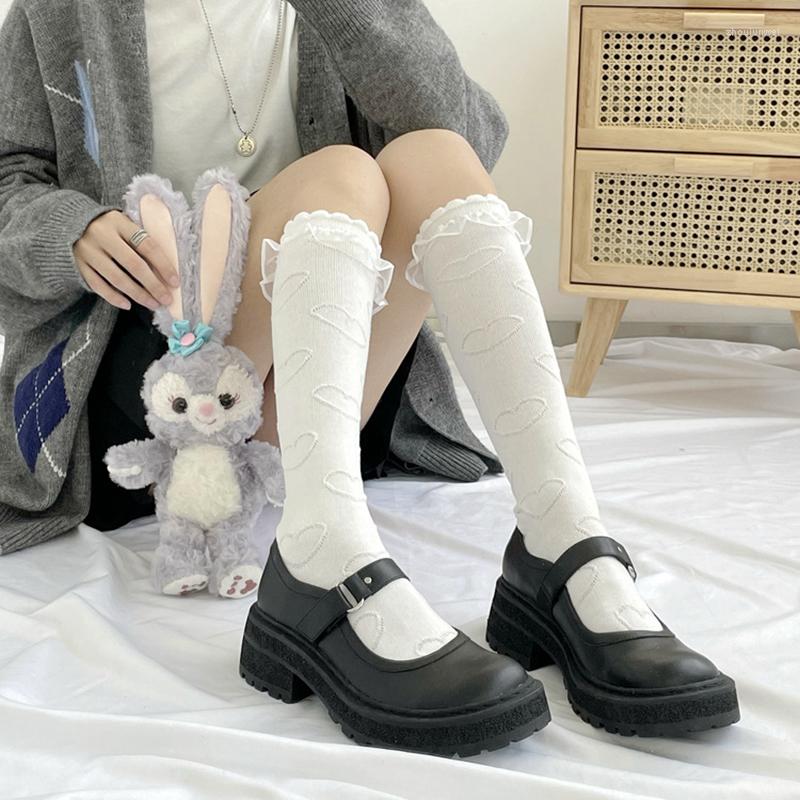 Women Socks Lolita Frilly Stockings Cotton JK High Knee Heart Butterfly Long Female Leg Dress Calcetine Mujer, White heart
Women Socks Lolita Frilly Stockings Cotton JK High Knee Heart Butterfly Long Female Leg Dress Calcetine Mujer, White heart