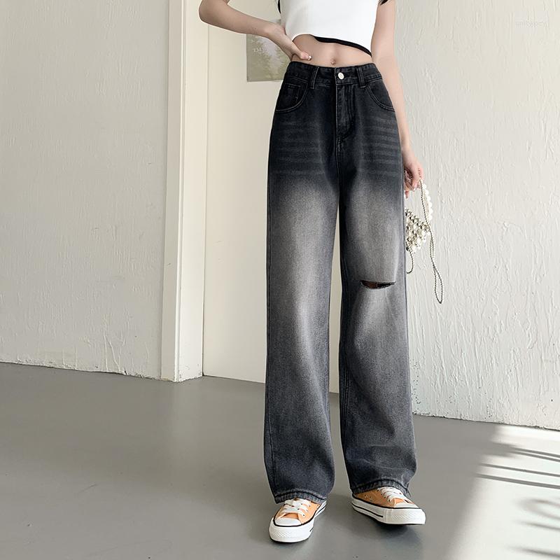 Women' Pants Black Gray Ripped Jeans Female Girl High Waist Loose Straight Daddy Gradient Wide Leg Jean Trendy
Women' Pants Black Gray Ripped Jeans Female Girl High Waist Loose Straight Daddy Gradient Wide Leg Jean Trendy