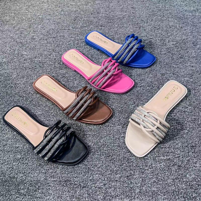 Slippers Summer Crystal Stone Stripes For Women Shoes Fashion Designer Flat Slides Rhinestone Sandals Chaussure Femme, Dark brown
Slippers Summer Crystal Stone Stripes For Women Shoes Fashion Designer Flat Slides Rhinestone Sandals Chaussure Femme, Dark brown