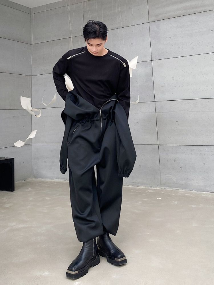 Men's Jeans SYUHGFA 2023 Autumn Men Clothing Zipper Hooded Jumpsuit Black Overalls Loose Cargo Pants Vintage Fashion Casual 230628