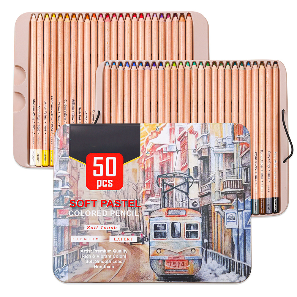 Pencils Xsyoo Premium 50pcs Soft Pastel Colored Pencil Set Wood Skin Color Drawing Sketch Kit For Artist Writing 230627
