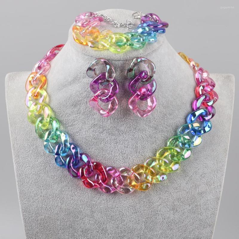 Chains FishSheep Iridscent Color Acrylic Square Chain Choker Necklace Sets For Women Resin Korean Transparent Big Necklaces Jewelry
Chains FishSheep Iridscent Color Acrylic Square Chain Choker Necklace Sets For Women Resin Korean Transparent Big Necklaces Jewelry