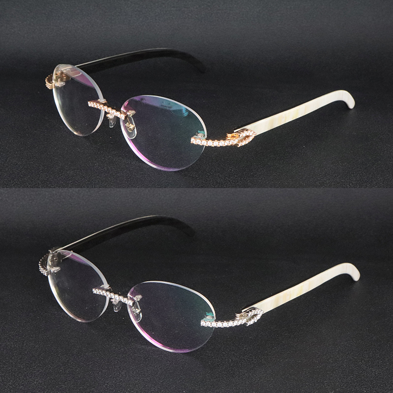 Designer Moissanite Diamond Set Rimles Eyewear Women Mens Original Black Buffalo Horn Conches Optical Rimless Glasses Mens Wooden Eyeglasses Oval Lens Size 54 New
Designer Moissanite Diamond Set Rimles Eyewear Women Mens Original Black Buffalo Horn Conches Optical Rimless Glasses Mens Wooden Eyeglasses Oval Lens Size 54 New
