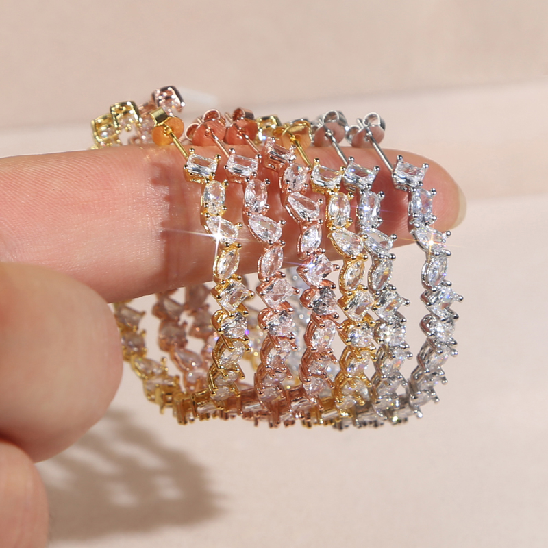 New Arrive Daily Life Circle Earring Full Pave Cubic Zircon CZ Fashion Hip Hop Women Lady Jewelry