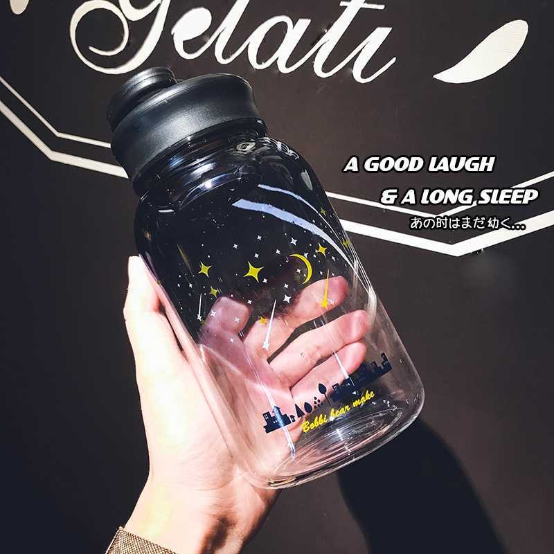 Creative Blue Sky Glass Water Bottle Fashion Gradient Color Sport Bottles Portable Leak Proof With Tea Filter Drinking Bottles L230620