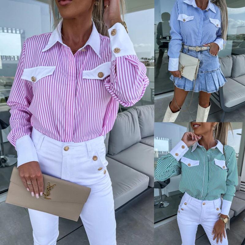 Women' Blouses 2023 Spring Long-sleeved White Lapel Shirt Top Casual Slim Single-breasted Pocket Blouse Femme Blusa, Blue
Women' Blouses 2023 Spring Long-sleeved White Lapel Shirt Top Casual Slim Single-breasted Pocket Blouse Femme Blusa, Blue
