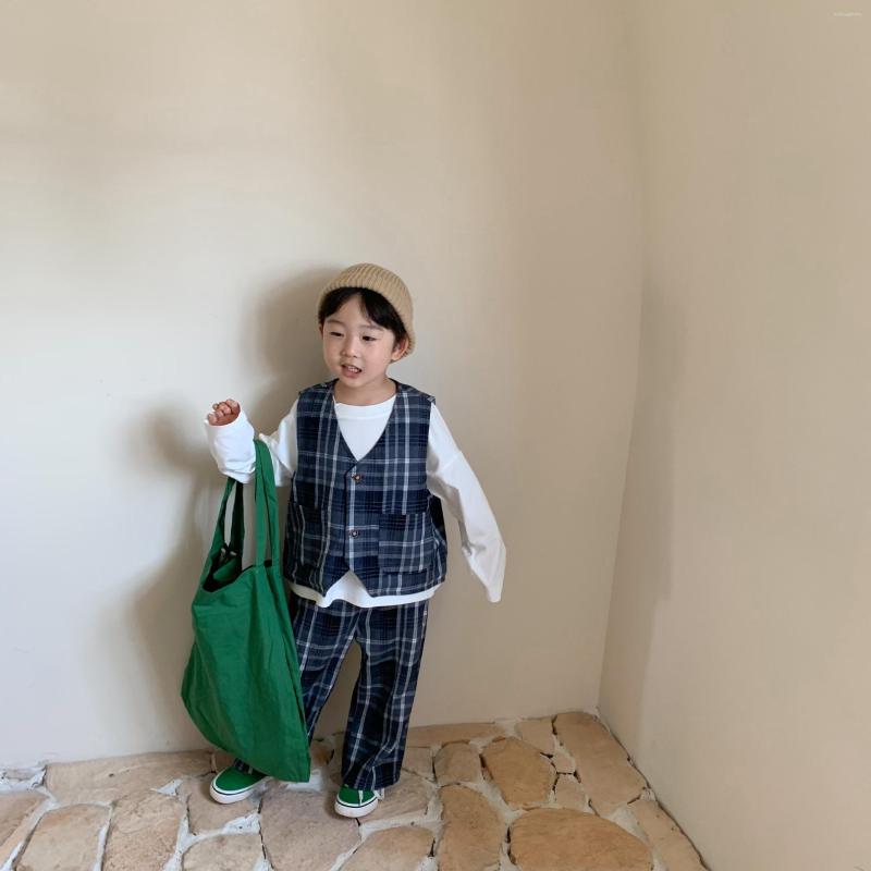 Clothing Sets Boys Fashion Plaid Clothes Autumn Sleeveless Loose Waistcoat And Wide Leg Suit Trousers Children Outfits, Navy
Clothing Sets Boys Fashion Plaid Clothes Autumn Sleeveless Loose Waistcoat And Wide Leg Suit Trousers Children Outfits, Navy