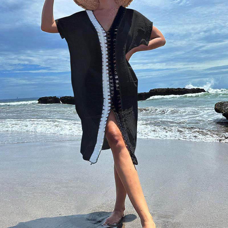 Women's Swimwear Hand Hook Stitching Contrast Color Beach Cover Up Skirt With Air Cut Open Sexy, White
Women's Swimwear Hand Hook Stitching Contrast Color Beach Cover Up Skirt With Air Cut Open Sexy, White