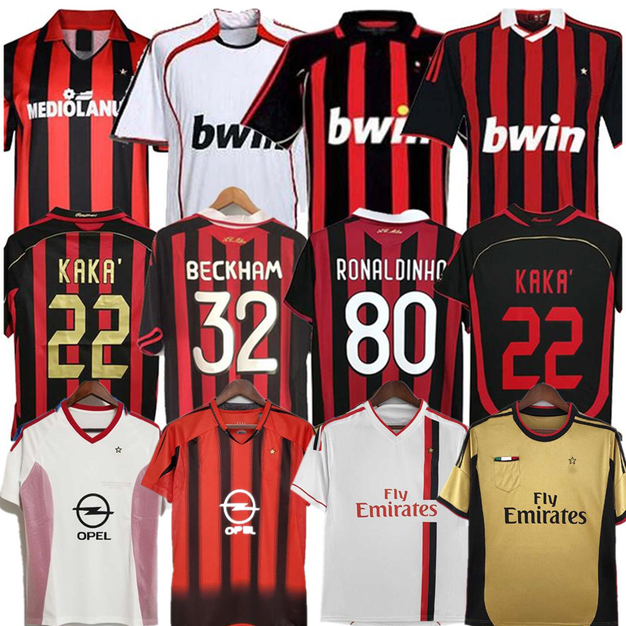 1990 AC milans Retro Soccer Jerseys KAKA 2000 2006 2007 2009 2010 2012 MILAN football shirt Gullit 1988 1996 97 Van Basten Inzaghi RONALDINHO Vintage Classics jerseys