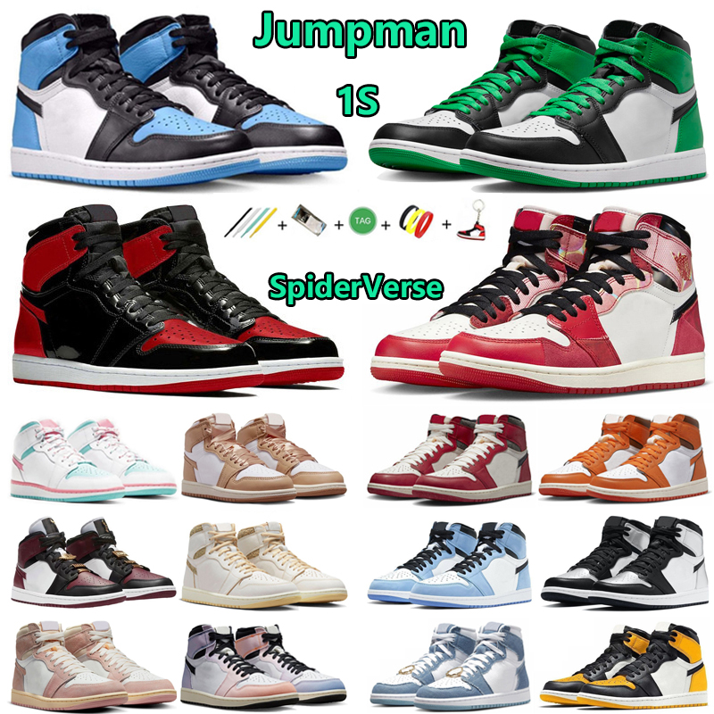 Jumpman 1 1s OG Spiderman mens basketball shoes SpiderVerse Bred Patent UNC Toe Lucky Green Lost Found StarFish Praline Craft Sail Men Women trainers sports sneakers, Color#2
Jumpman 1 1s OG Spiderman mens basketball shoes SpiderVerse Bred Patent UNC Toe Lucky Green Lost Found StarFish Praline Craft Sail Men Women trainers sports sneakers, Color#2