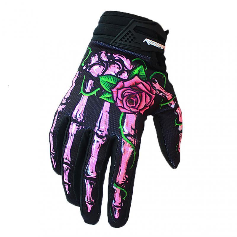 Sports Gloves Skull Rose Motocross Bicycle Gloves MTB Off-Road Mountain Bike Guantes Motorcycle Hard Shell Gloves Outdoor Sport Cycling Glove 230628