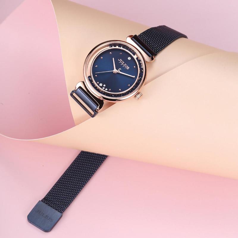 Wristwatches Magnetic Buckle Moving Crystal Women's Watch Japan Mov't Lady Hours Fine Fashion Steel Bracelet Girl's Gift Julius, Red
Wristwatches Magnetic Buckle Moving Crystal Women's Watch Japan Mov't Lady Hours Fine Fashion Steel Bracelet Girl's Gift Julius, Red
