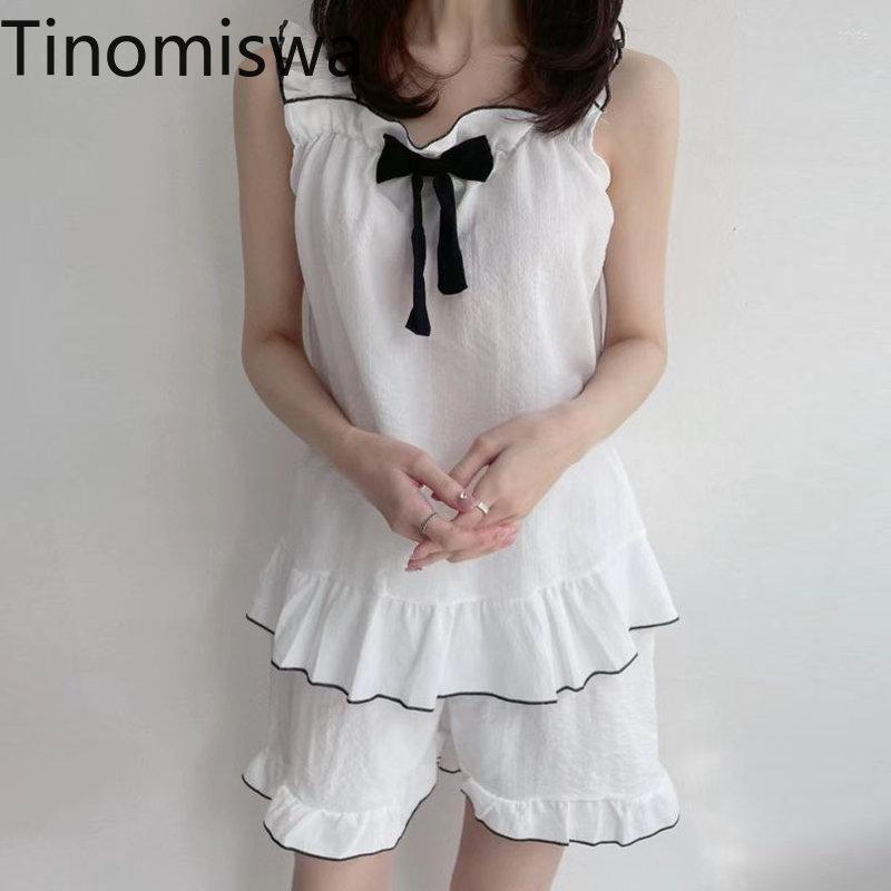 Women' Sleepwear Tinomiswa Ruffle Women Pajama Sets Bow Tie Sleeveless Camisole Sleepshirts Stretch Waist Short Pants Two-piece, White set
Women' Sleepwear Tinomiswa Ruffle Women Pajama Sets Bow Tie Sleeveless Camisole Sleepshirts Stretch Waist Short Pants Two-piece, White set