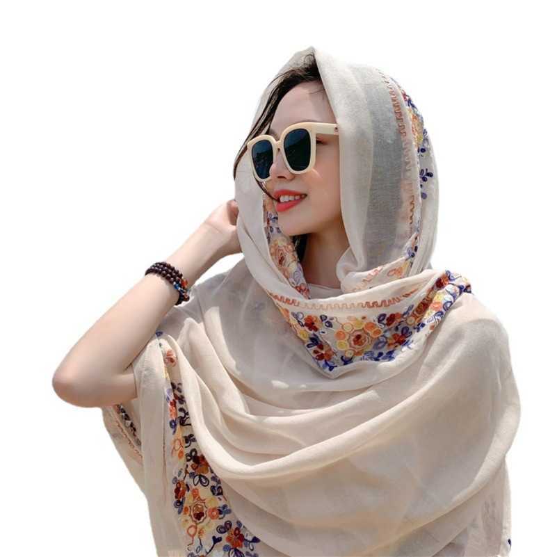 

Spring and summer embroidery ethnic style scarf Northwest Chaka Salt Lake shawl women's dual-use silk scarf travel photo Lijiang