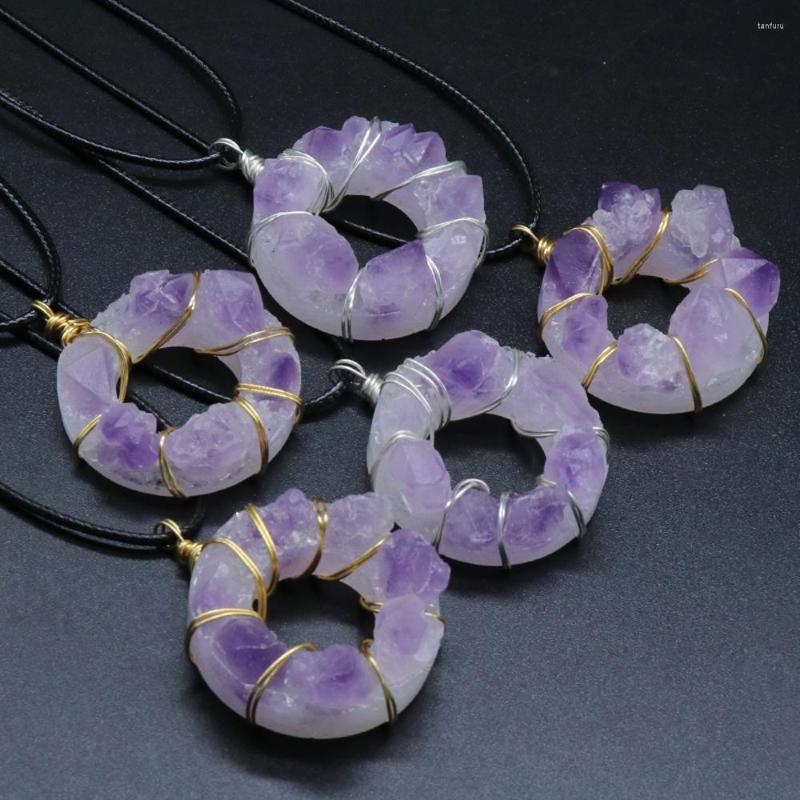 Pendant Necklaces Natural Stones Amethyst Original Stone Round Necklace 35mm For Jewelry Making DIY Accessories Charms Gift Party 
Pendant Necklaces Natural Stones Amethyst Original Stone Round Necklace 35mm For Jewelry Making DIY Accessories Charms Gift Party
