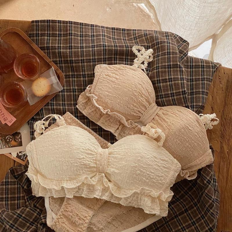 Bras Sets Wriufred Girls Wirefree Ruffled Comfortable Breathable Bra Set Women Sexy Cute Bow Lingerie Panty Suit, As picture show
Bras Sets Wriufred Girls Wirefree Ruffled Comfortable Breathable Bra Set Women Sexy Cute Bow Lingerie Panty Suit, As picture show