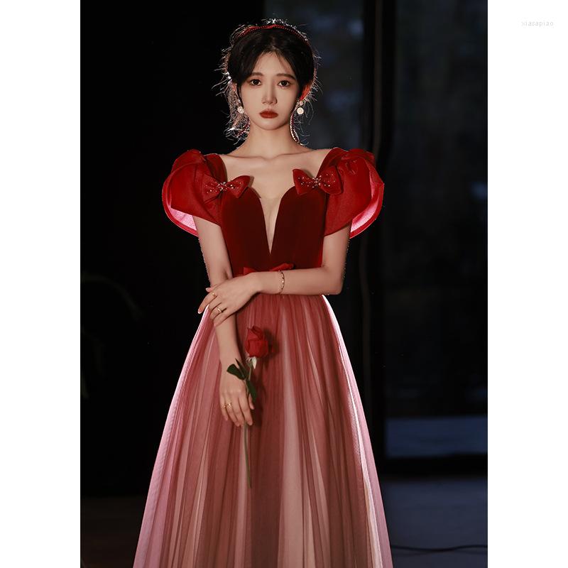 Ethnic Clothing Elegant Burgundy A-line Long Tulle Evening Dresses Women Dark V-neck Backless Formal Party Gown Vestidos De Fiesta
Ethnic Clothing Elegant Burgundy A-line Long Tulle Evening Dresses Women Dark V-neck Backless Formal Party Gown Vestidos De Fiesta