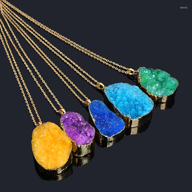Pendant Necklaces Fashion Women Colorful Crystal Druzy Natural Stone Gold Color Collares Necklace Colar Feminino
Pendant Necklaces Fashion Women Colorful Crystal Druzy Natural Stone Gold Color Collares Necklace Colar Feminino