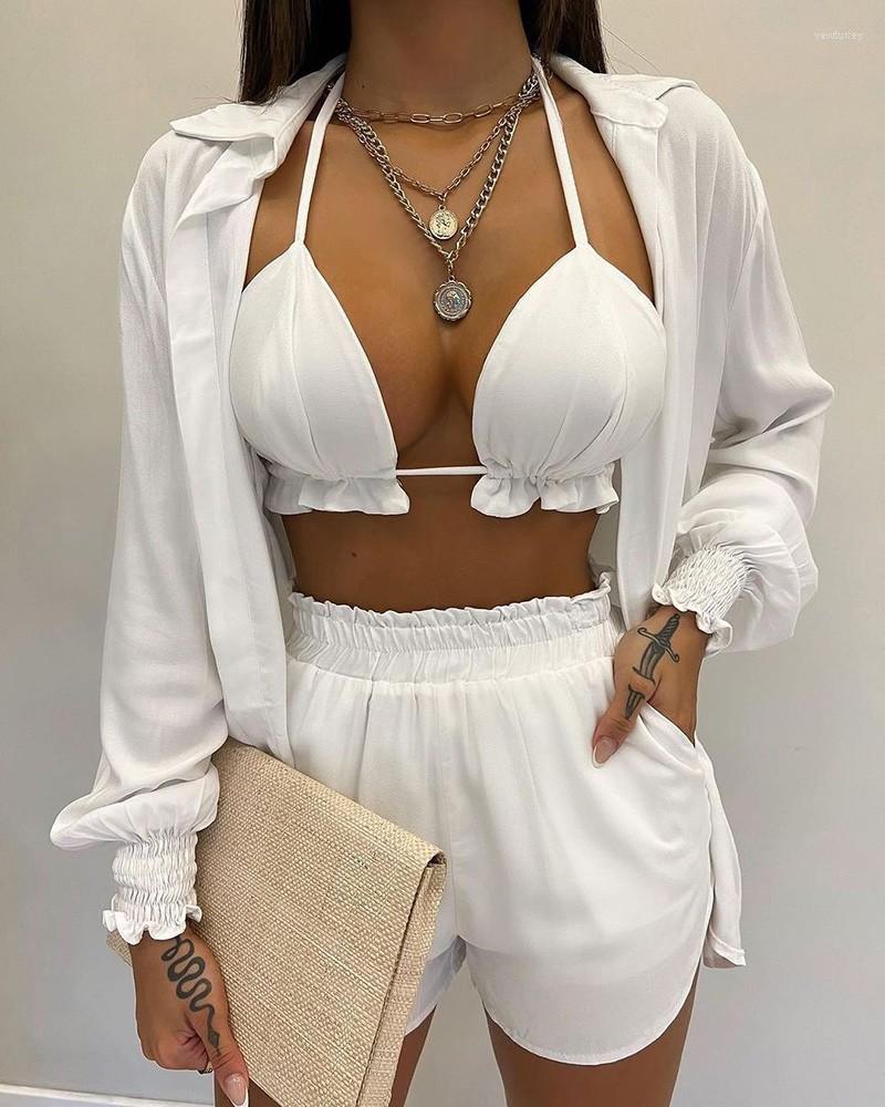 Women's Sleepwear Lantern Sleeve Shirt & Pocket Design Shorts Sets With Frill Hem Crop Top Women's And Sexy Outfits For Woman Suit, Green
Women's Sleepwear Lantern Sleeve Shirt & Pocket Design Shorts Sets With Frill Hem Crop Top Women's And Sexy Outfits For Woman Suit, Green