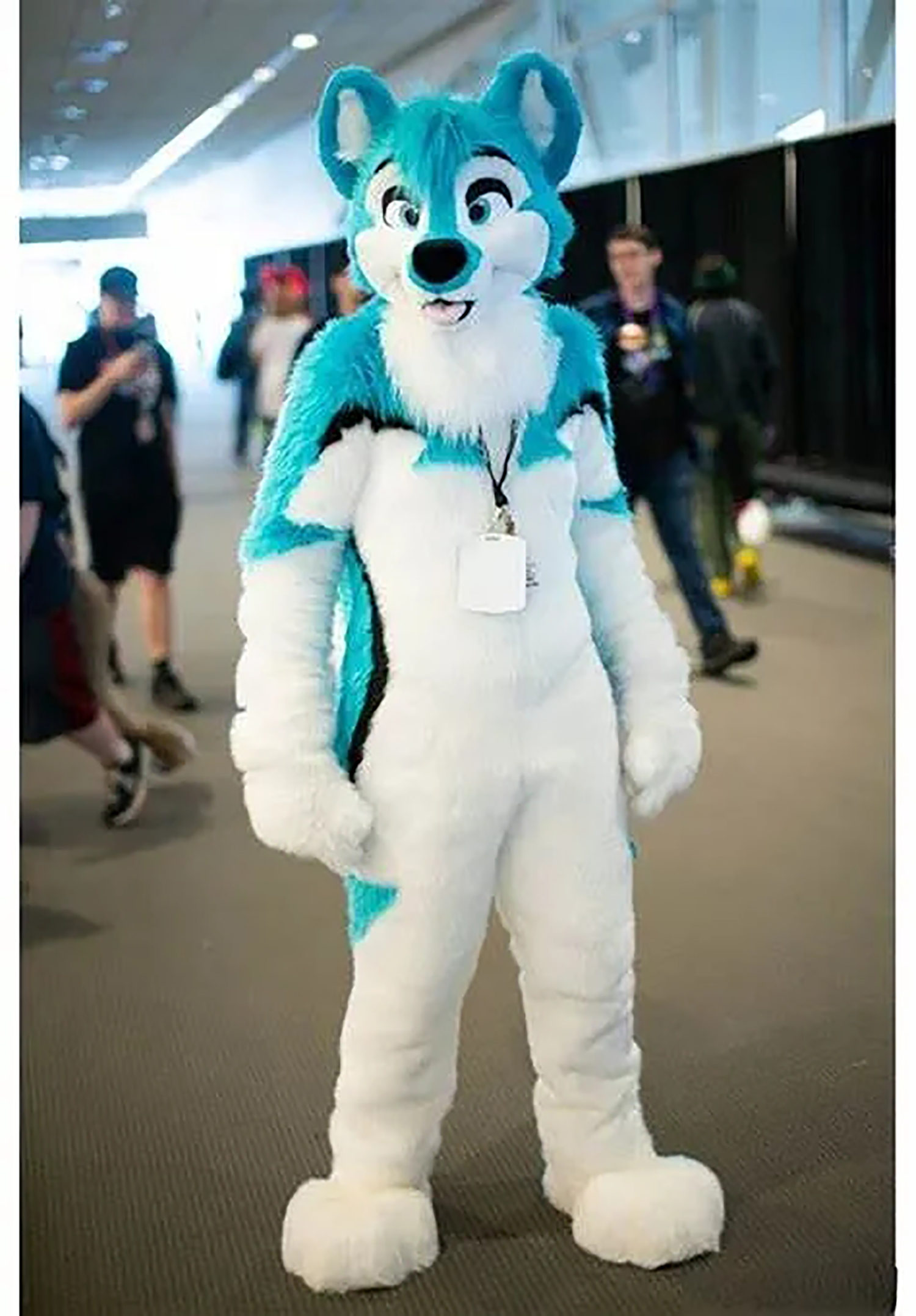 Long Fur Furry Costume Husky Dog Fox Mascot Costume Fursuit Wolf White Blue Party Fursuit Halloween Suit Adult Size, As picture 
Long Fur Furry Costume Husky Dog Fox Mascot Costume Fursuit Wolf White Blue Party Fursuit Halloween Suit Adult Size, As picture
