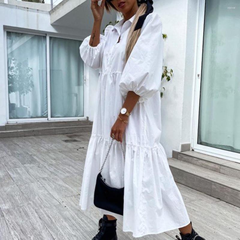 Casual Dresses Women Shirt Dress Solid Color Large Hem Cotton Blend Half Sleeve Turn Down Collar Streetwear For Spring/Summer, White
Casual Dresses Women Shirt Dress Solid Color Large Hem Cotton Blend Half Sleeve Turn Down Collar Streetwear For Spring/Summer, White