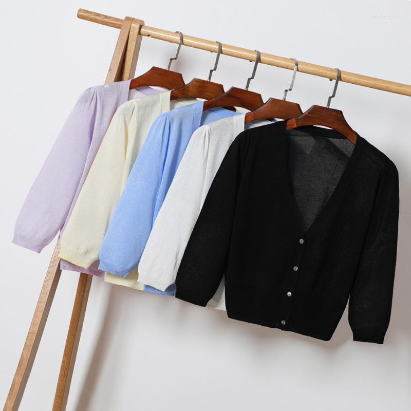 Women's Knits Knitwears Women Sweater With A V-neck Cardigan Ladies Summer Air Unlined Upper Garment Thin Small Coat, Sky blue
Women's Knits Knitwears Women Sweater With A V-neck Cardigan Ladies Summer Air Unlined Upper Garment Thin Small Coat, Sky blue