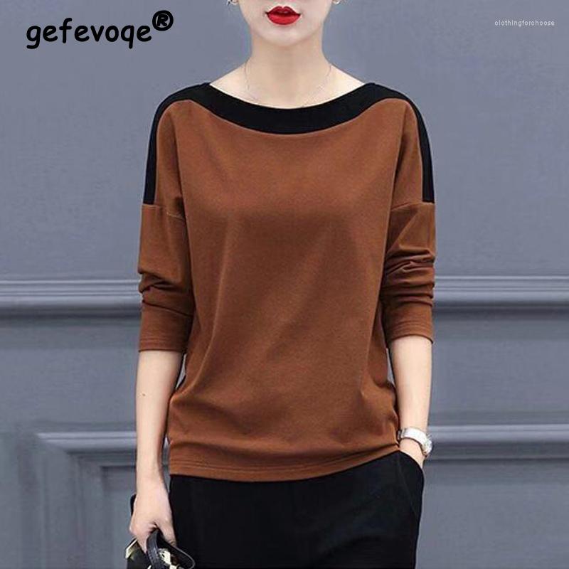 Women's T Shirts 2023 Spring Autumn Korean Fashion Women's Casual Contrast Color Long Sleeve Basic T-shirts Round Neck Loose Ladies Tops, White
Women's T Shirts 2023 Spring Autumn Korean Fashion Women's Casual Contrast Color Long Sleeve Basic T-shirts Round Neck Loose Ladies Tops, White