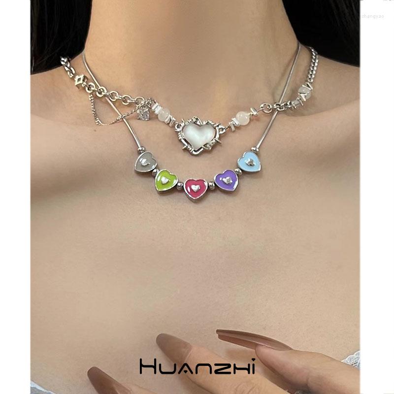 Chains Colorful Drip Glaze Love Resin Stone Heart Metal Clavicle Chain For Women Girl Summer Trendy Punk Necklace HUANZHI 2023
Chains Colorful Drip Glaze Love Resin Stone Heart Metal Clavicle Chain For Women Girl Summer Trendy Punk Necklace HUANZHI 2023