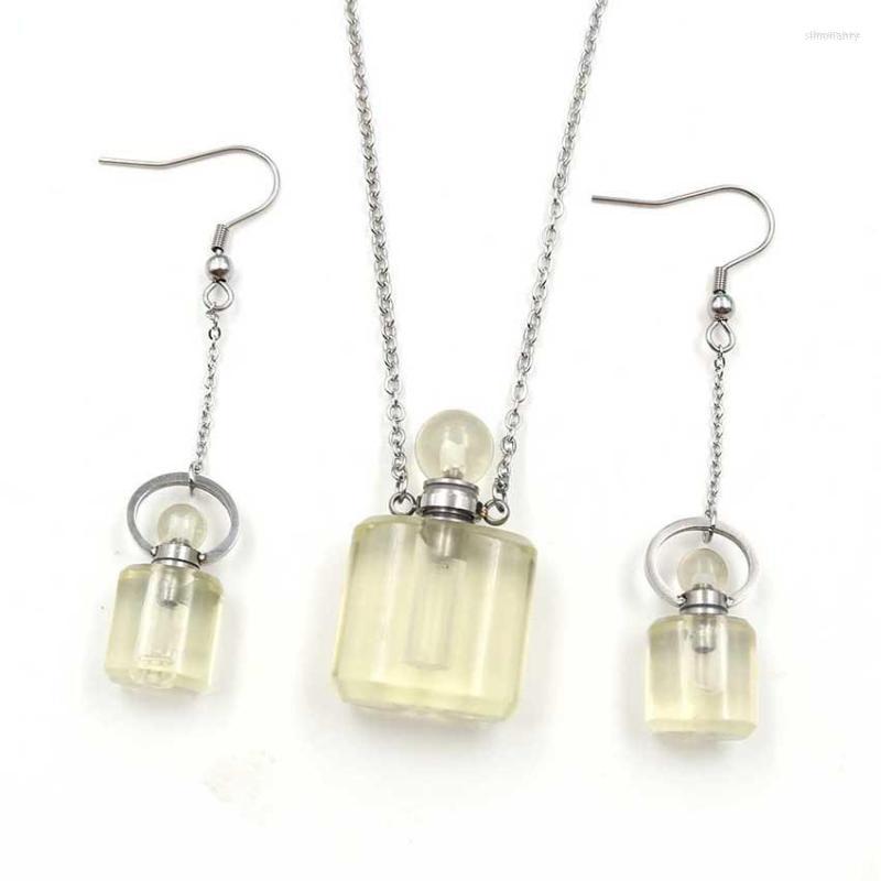 Necklace Earrings Set Natural Crystal Drop Pendant Perfume Bottles Essential Oil Diffuser Scent-bottle For Ladies, Picture shown
Necklace Earrings Set Natural Crystal Drop Pendant Perfume Bottles Essential Oil Diffuser Scent-bottle For Ladies, Picture shown