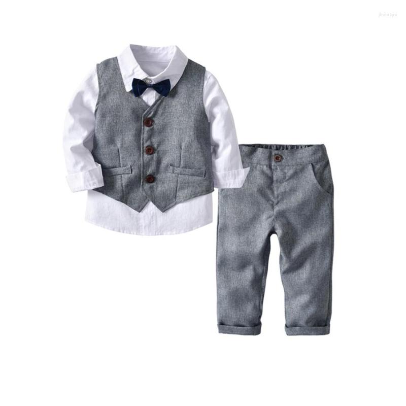 Clothing Sets 3 Pcs Boys Suit England Style Wedding Boy 2023 Spring Long Sleeve Bow Tie Shirt Gray Vest Trousers Gentleman Set
Clothing Sets 3 Pcs Boys Suit England Style Wedding Boy 2023 Spring Long Sleeve Bow Tie Shirt Gray Vest Trousers Gentleman Set