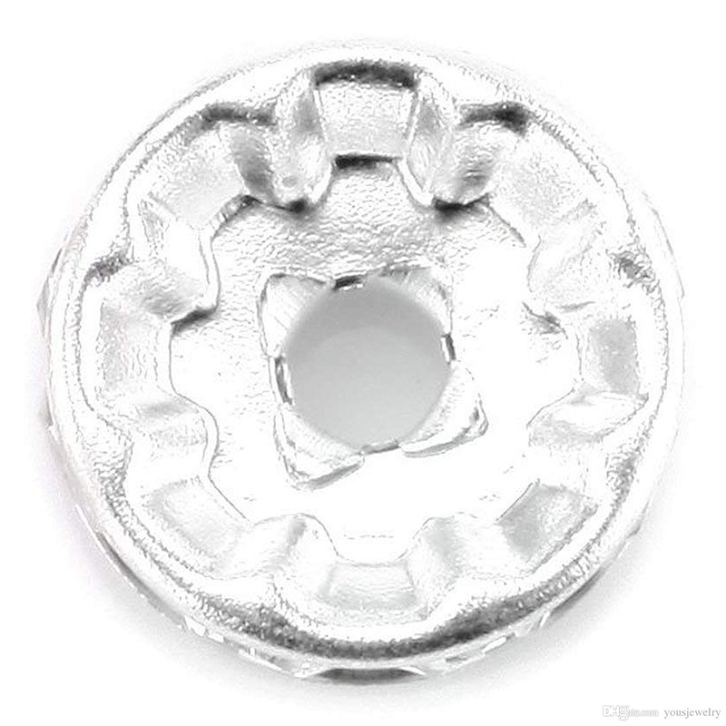 Tsunshine Components 100Pcs Rondelle Spacer Crystal Charms Beads Silver Plated Czech Rhinestone Loose Bead for Jewelry Making DIY