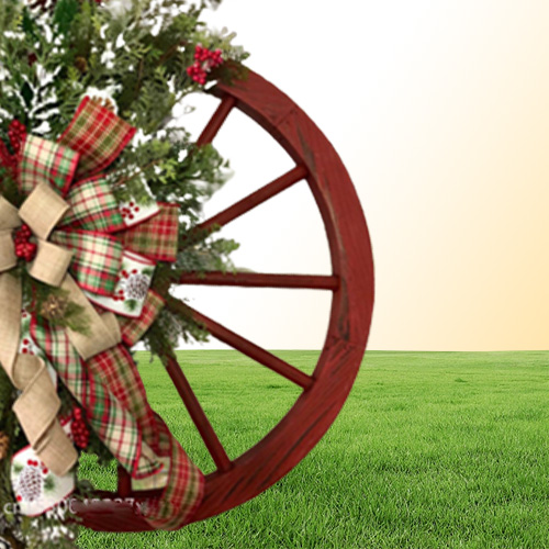 Christmas Decorations Farmhouse Wagon Wheels Wreath Winter Door Hanging Home Outdoor Year Gift 2209089036793