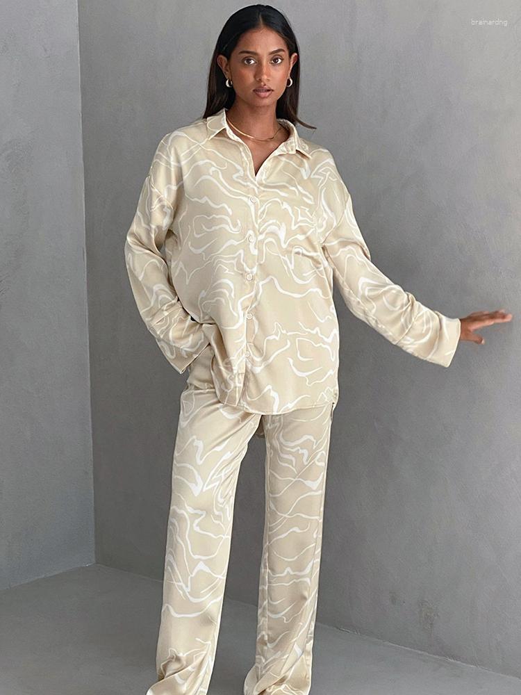 Women' Sleepwear Linad Print Pajamas For Women 2 Piece Sets Loose Long Sleeve Female Casual Trouser Suits Summer Fashion Nightwear
Women' Sleepwear Linad Print Pajamas For Women 2 Piece Sets Loose Long Sleeve Female Casual Trouser Suits Summer Fashion Nightwear