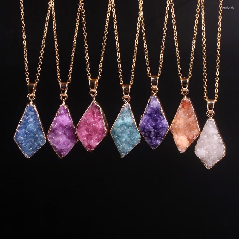 Pendant Necklaces Gold Color Bezel Teardrop Raw Natural Stone Colorful Crystal Quartz Healing Druzy Necklace
Pendant Necklaces Gold Color Bezel Teardrop Raw Natural Stone Colorful Crystal Quartz Healing Druzy Necklace