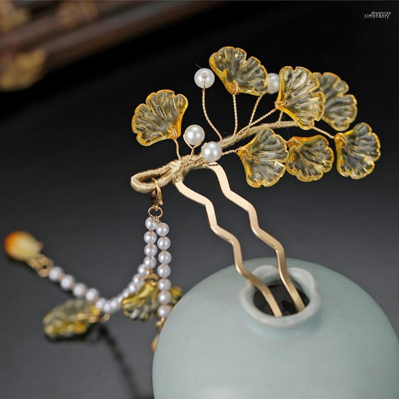 Hair Clips Chinese Tassel Hairpin U-shaped Clip For Girls Hanfu Deocr Headpiece Yellow Leaves Pearl Forks Vintage Jewelry Gifts
Hair Clips Chinese Tassel Hairpin U-shaped Clip For Girls Hanfu Deocr Headpiece Yellow Leaves Pearl Forks Vintage Jewelry Gifts