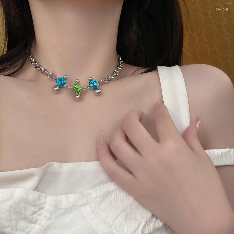 Chains Fine Chic Blue Green Crystal Inlay Clavicle Chain Short Necklace Femme Chokers For Women Simple Fashion Sweet Cool Girl Jewelry
Chains Fine Chic Blue Green Crystal Inlay Clavicle Chain Short Necklace Femme Chokers For Women Simple Fashion Sweet Cool Girl Jewelry