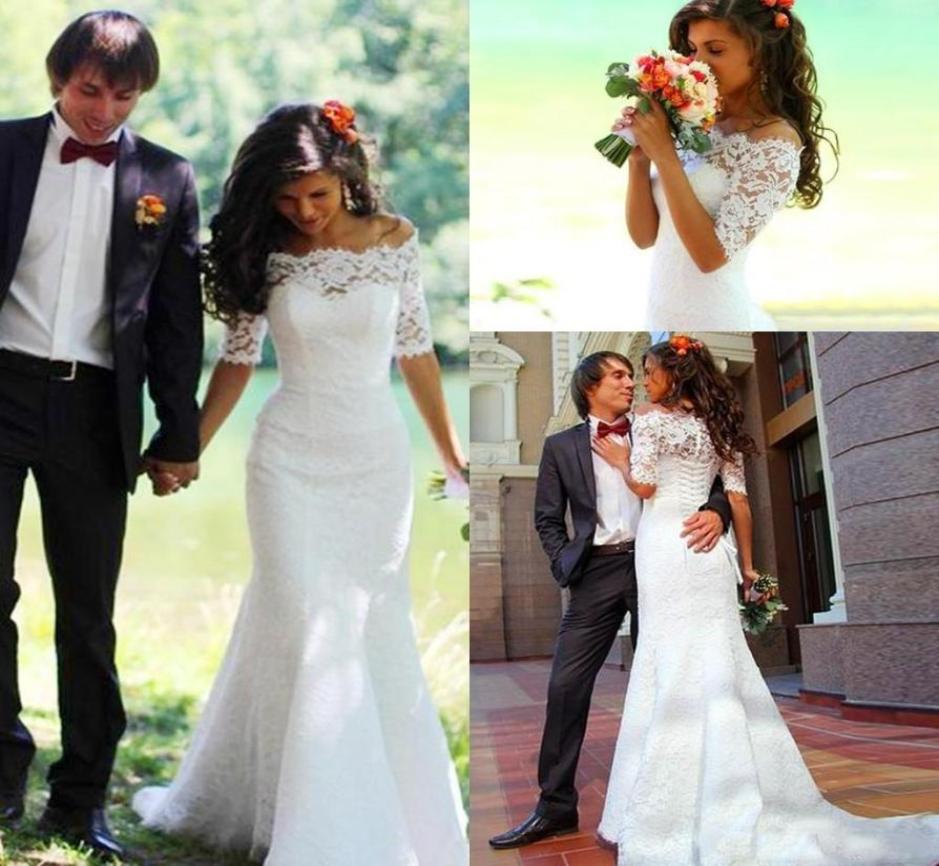 Vintage Lace Mermaid Wedding Dresses with 12 Half Sleeves Corset Back Sweep Train Off the Shoulder Custom Made Country Wedding Go7933843, Red
Vintage Lace Mermaid Wedding Dresses with 12 Half Sleeves Corset Back Sweep Train Off the Shoulder Custom Made Country Wedding Go7933843, Red
