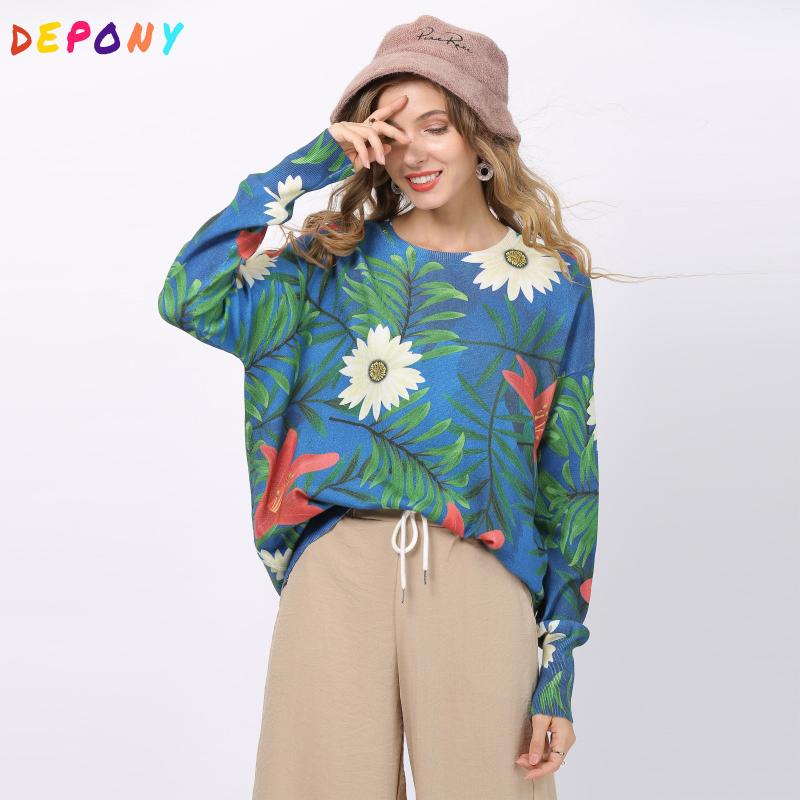 Women' Sweaters Depony Autumn Winter Blue Print Oversized Pullovers Women Elegant O-Neck Blouse Tops Loose Long Warm, Flower
Women' Sweaters Depony Autumn Winter Blue Print Oversized Pullovers Women Elegant O-Neck Blouse Tops Loose Long Warm, Flower
