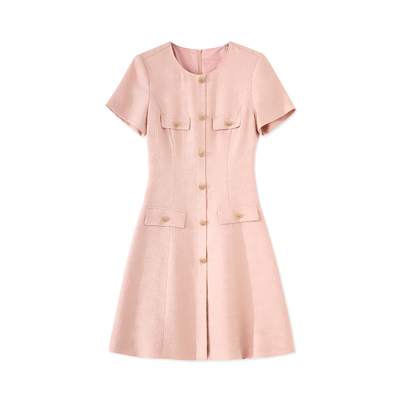 2023 Summer Pink Solid Color Dress Short Sleeve Round Neck Buttons Knee-Length Casual Dresses W3L043704, White
2023 Summer Pink Solid Color Dress Short Sleeve Round Neck Buttons Knee-Length Casual Dresses W3L043704, White