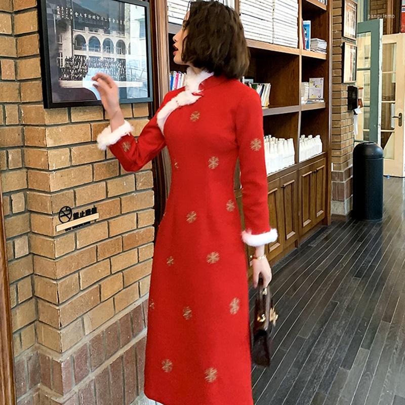 Ethnic Clothing Cheongsam Chinese Traditional Dress Long Sleeve Qipao Oriental Dresses Sexy Qi Pao Female Winter Asian FF2507
Ethnic Clothing Cheongsam Chinese Traditional Dress Long Sleeve Qipao Oriental Dresses Sexy Qi Pao Female Winter Asian FF2507